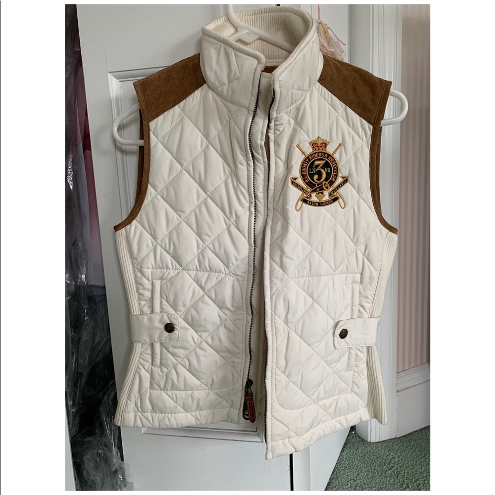 Ralph Lauren Cream and Brown Quilted Sport Vest